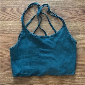 Teal Ribbed Crop Top